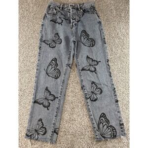 PacSun Butterfly Jeans Womens Size 26 Light Wash Straight Leg Button Fly